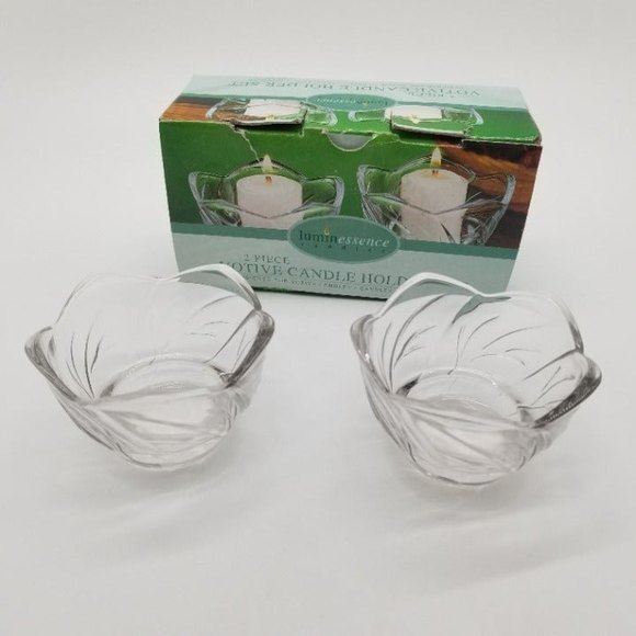 Votive Clear Glass Candle Holder Set Lumin Essence 2 Pieces - Picture 1 of 7
